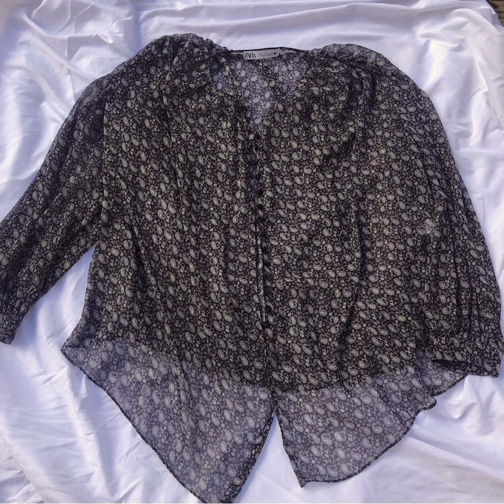 ZARA NWOT Sheer Blouse | Size XL